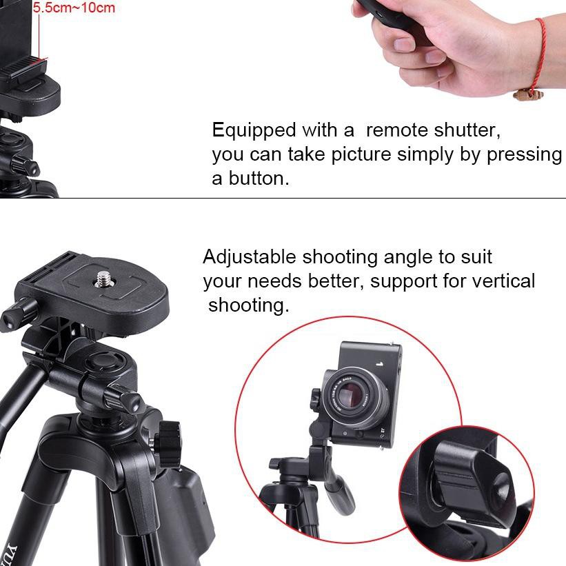 Hp Chân Tripod Yunteng Vct 5208 Có Nút Điều Khiển Bluetooth Dài 1.25