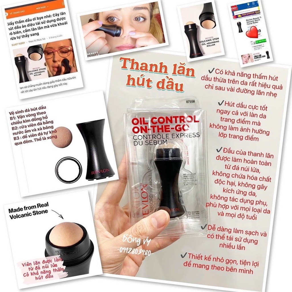 Lăn hút dầu Revlon Volcanic Stone Facial Roller