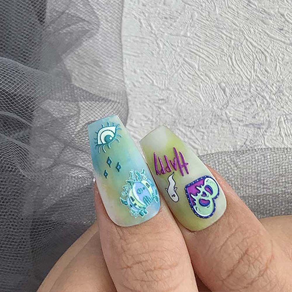 LILYES Miếng Dán Trang Trí Móng Tay Tự Dính Họa Tiết Hoạt Hình Trái Tim Mèo Dễ Thương