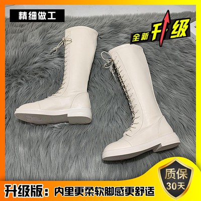 Boots da cao cổ buộc dây mũi tròn ulzzang