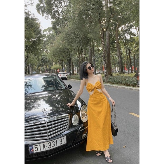 ➖Đầm maxi 2 dây cut eo xoắn ngực 🍃
