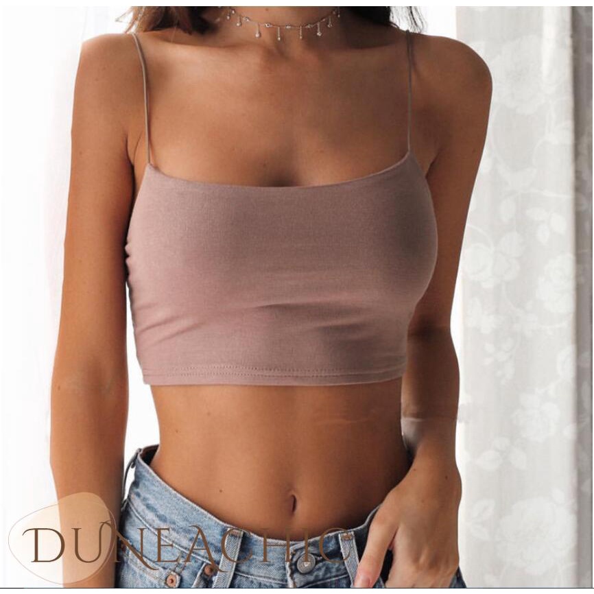 DUNEA Áo croptop màu trơn quyến rũ thời trang cho nữ với nhiều màu tùy chọn