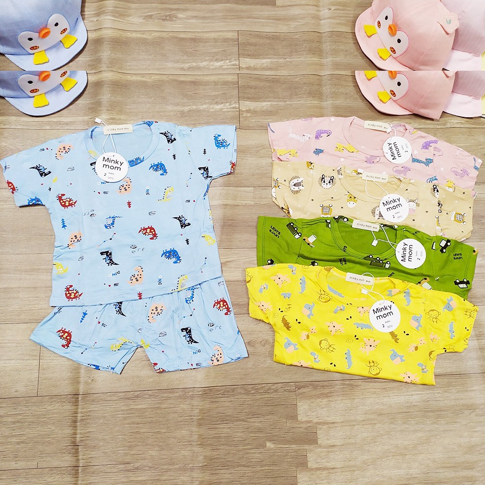 [Mã FASHIONT4FA2 giảm 10K đơn 50K] Bộ quần áo cộc tay thun lạnh IN HÌNH Minky Mom cho bé (3-15kg)