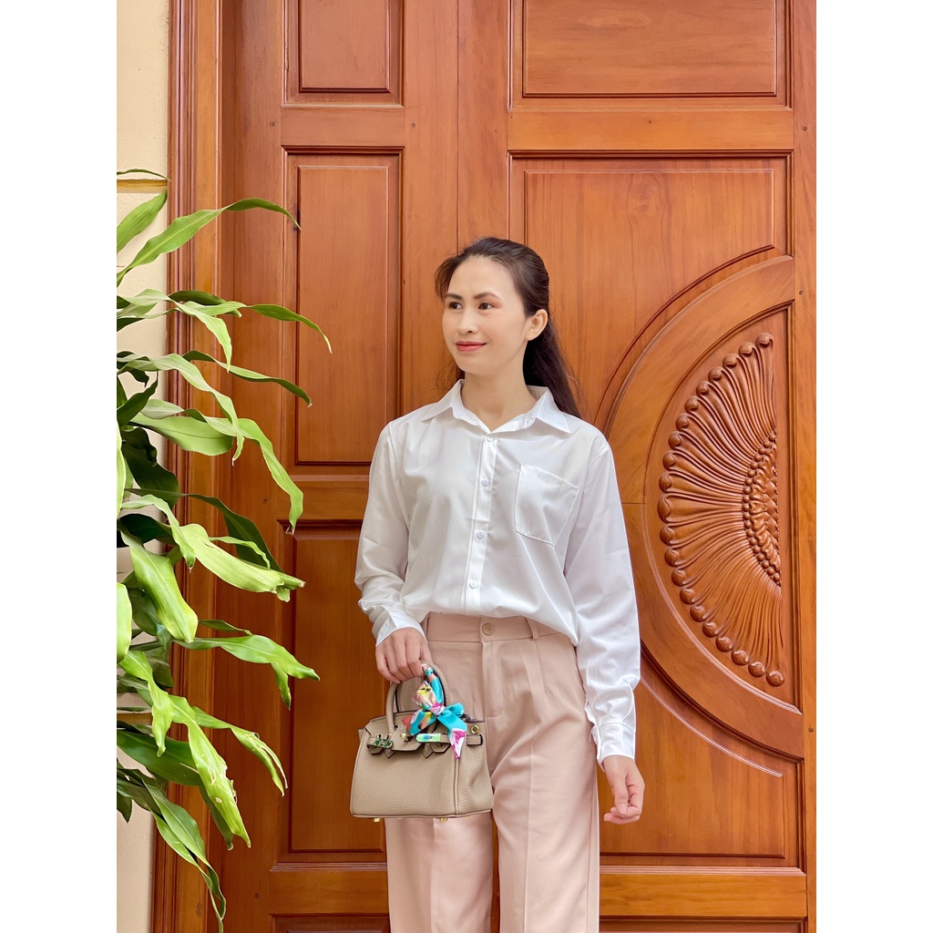 Áo Sơ Mi Nữ form rộng đẹp dài tay ulzzang vintage hàn quốc cao cấp trơn mặc đi làm đi chơi đều xinh ASM01