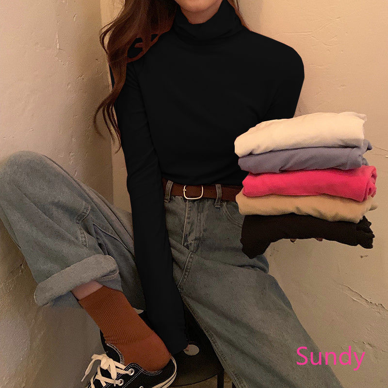 Áo cổ cao tay dài thời trang mùa thu cho nữ