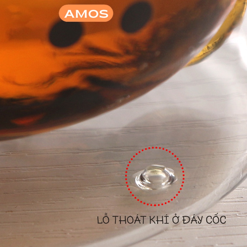 Ly thủy tinh AMOS cốc thủy tinh hình gấu cute, ly thủy tinh 2 lớp chống nóng 250ml