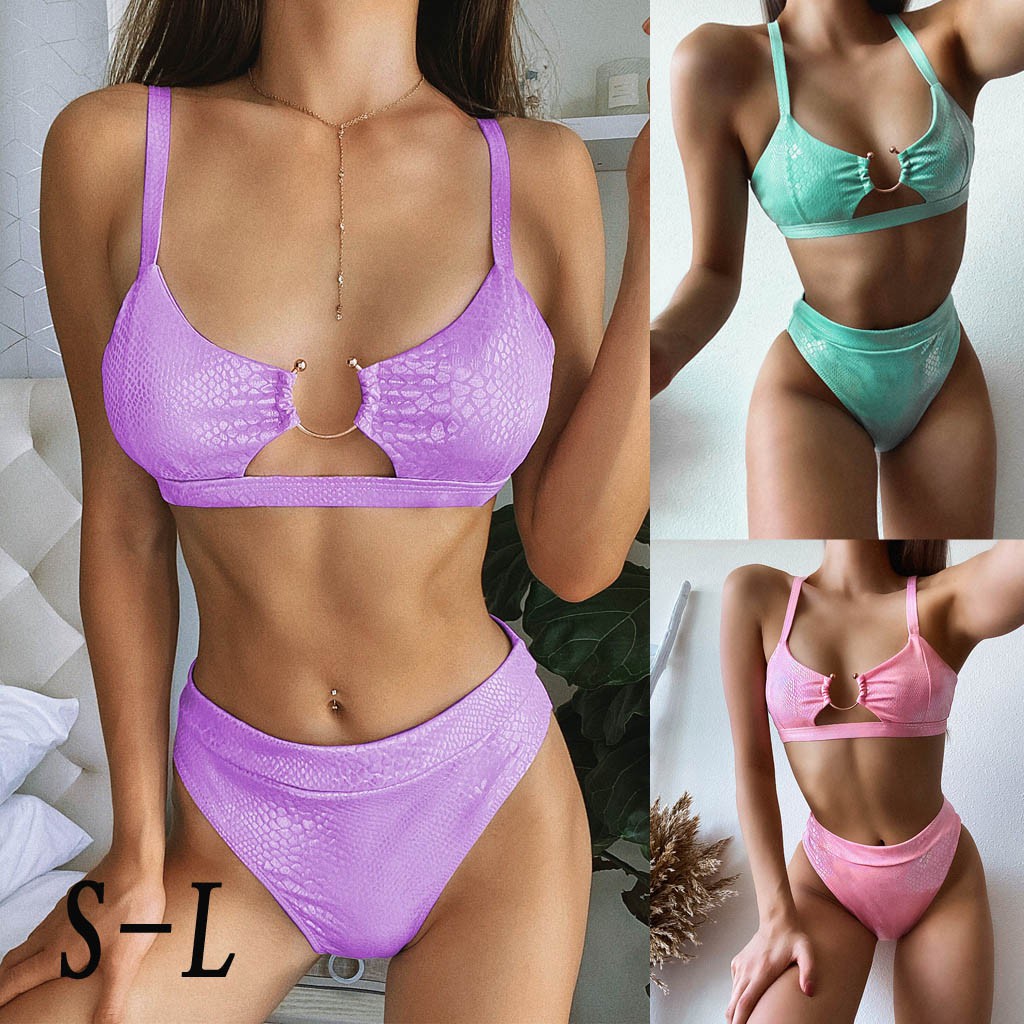 Bikini màu trơn có mút nâng ngực quyến rũ