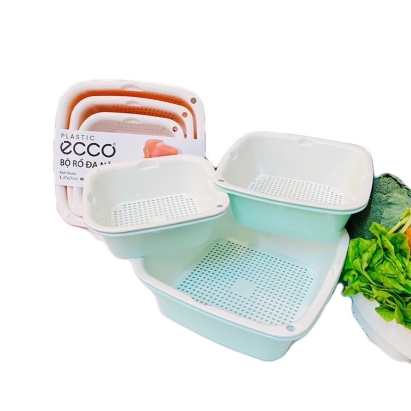 Bộ rổ 6 món kèm chậu nhựa cao cấp đựng dồ ECCO