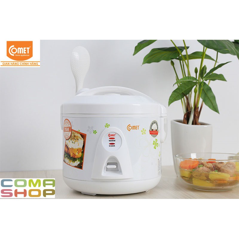 CM8028 - NỒI CƠM ĐIỆN NẮP GÀI CHỐNG DÍNH COMET 1.2L (3-4 NGƯỜI ĂN) BẢO HÀNH CHÍNH HÃNG 12 THÁNG