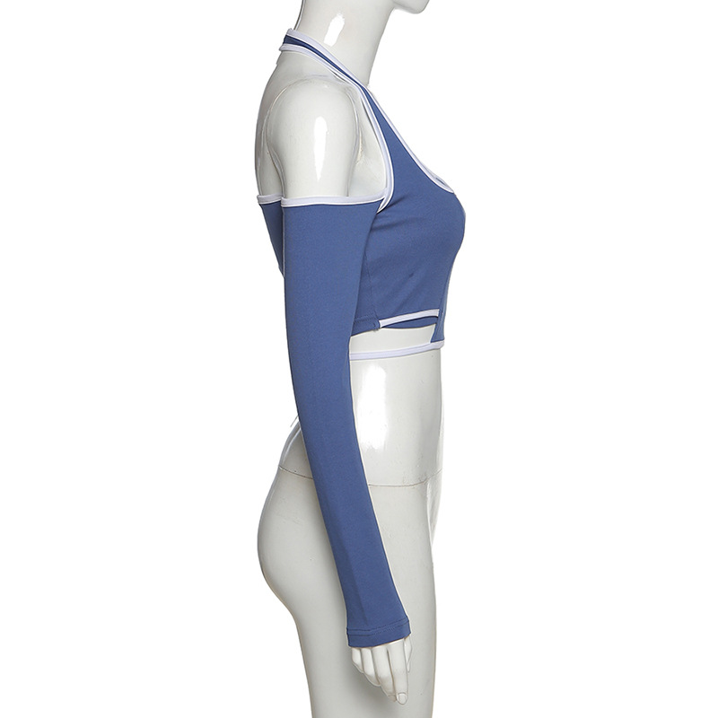 Áo thun IELGY tay dài hở vai màu trơn trẻ trung dành cho nữ