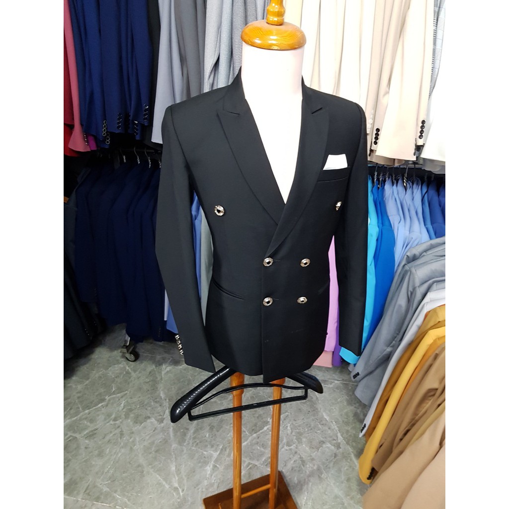 Áo vest nam ôm body mẫu 6 nút chất vải mềm mịn co giãn nhẹ màu đen