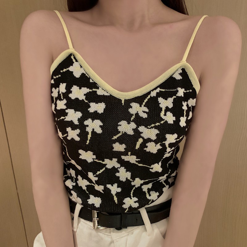 DUNEA Áo Hai Dây Cổ Chữ v In Hoa Thời Trang Cho Nữ