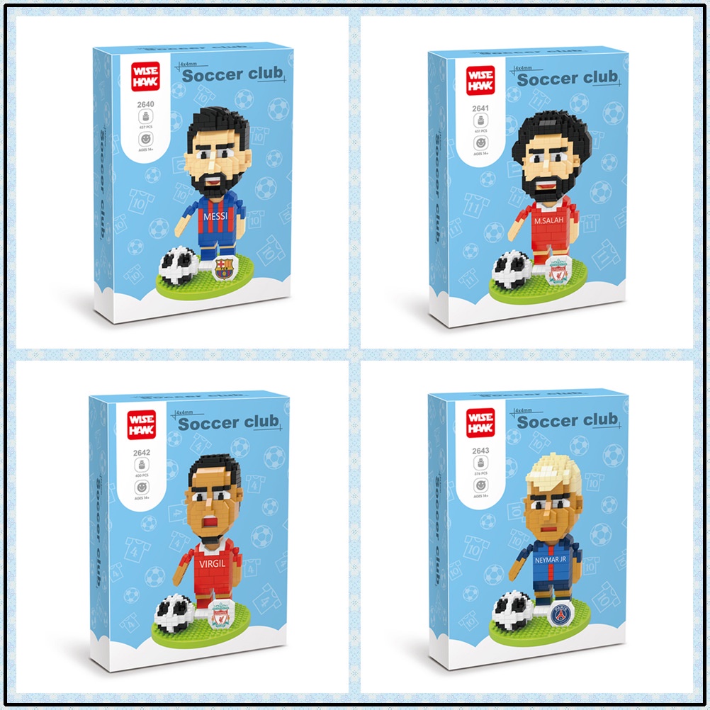 Mô hình lắp ghép cầu thủ bóng đá Ronaldo Messi Neymar Nablock trang trí bàn học