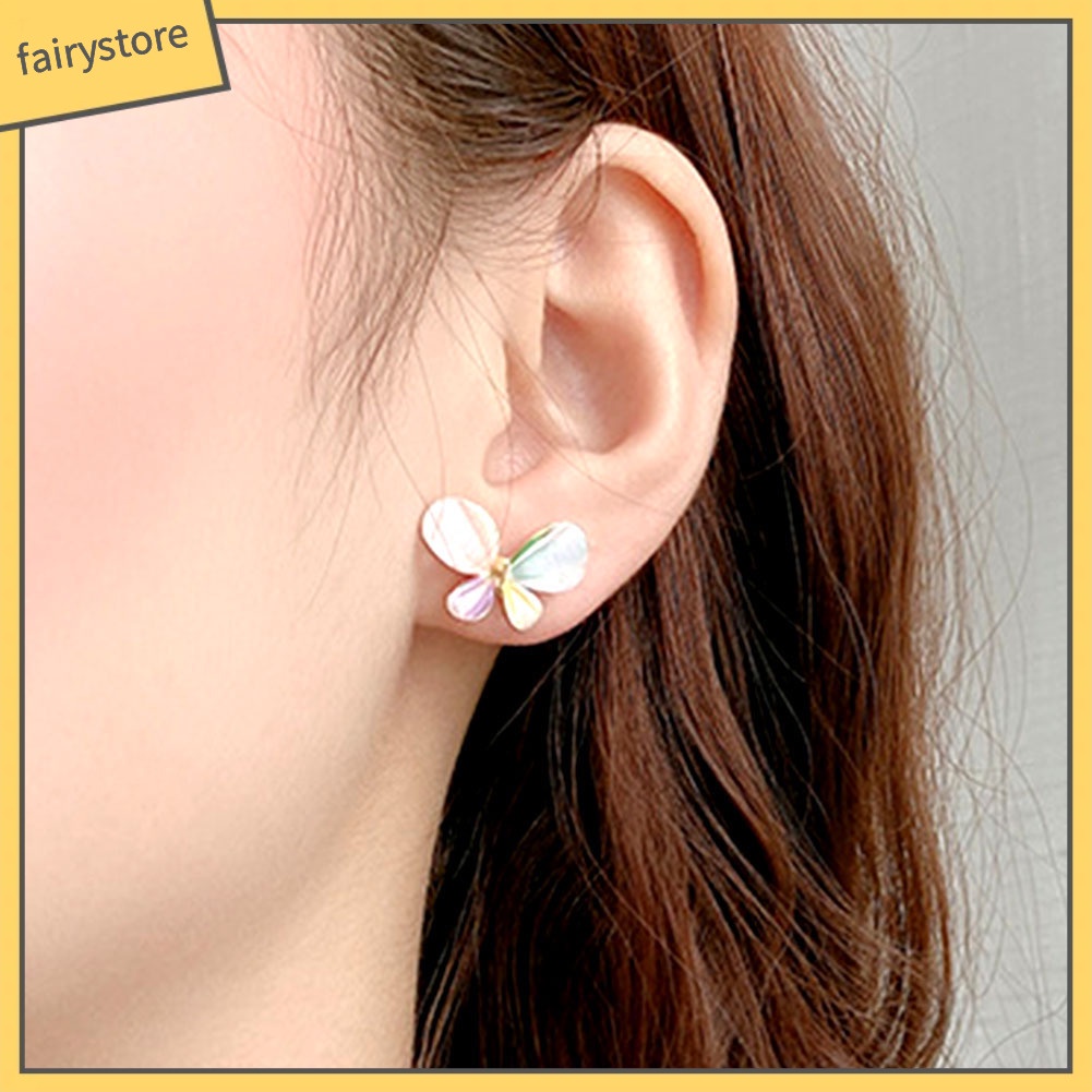 Khuyên Tai Hợp Kim Đính Đá Thiết Kế Màu Sắc Xinh Xắn