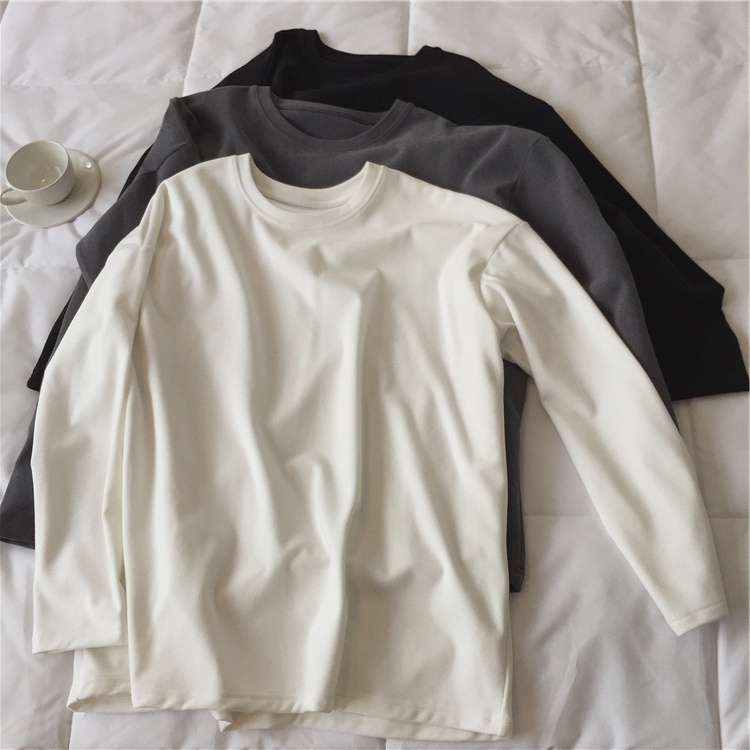 SUXI Áo thun tay dài cổ tròn thiết kế mới thời trang mùa thu theo phong cách hàn quốc cho nữ