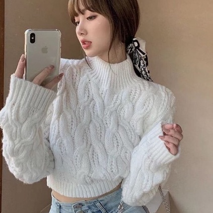 Lil Forest Áo Sweater Cổ Lọ Tay Dài Dáng Rộng Màu Sắc Đơn Giản Trẻ Trung Phong Cách Hàn Quốc