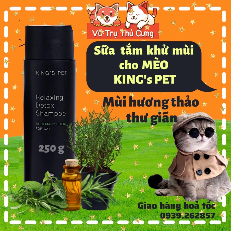 Sữa tắm khử mùi, mượt lông dành riêng cho Mèo King's Pet, mùi hương thảo