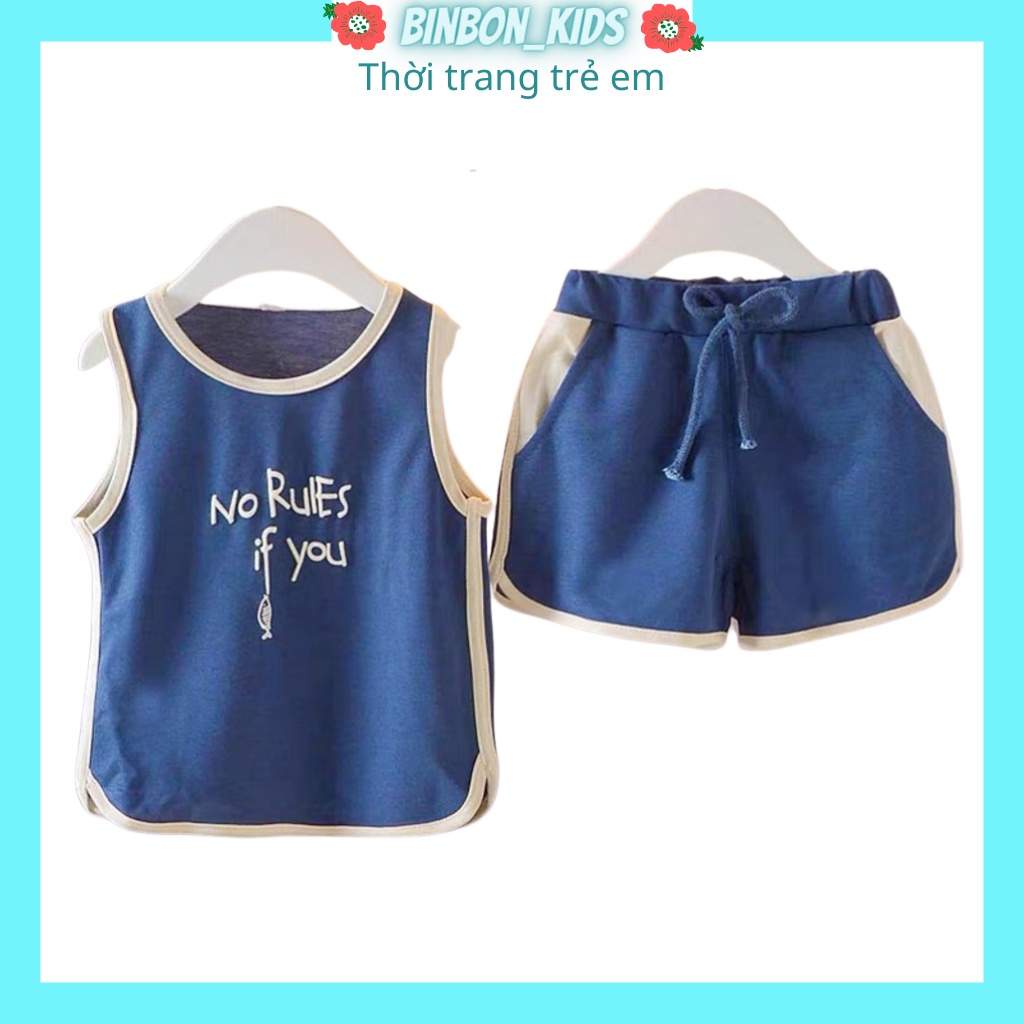 Bộ ba lỗ cho bé trai chất, bộ sát nách cho bé in chữ sanny day chất Cotton cực mát cho bé Từ 7-26kg-BINBON KIDS