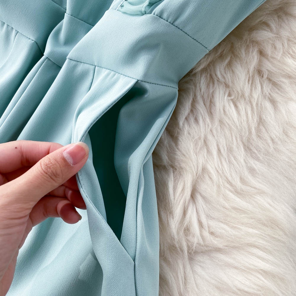Jumpsuit xanh mint viền bèo ống đứng phom chuẩn đẹp  090522 TP8