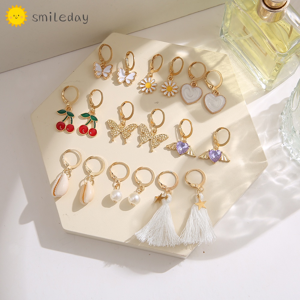 Set 9 khuyên tai nữ trang dáng dài tạo hình độc đáo