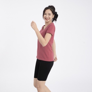 Áo thun cổ tim màu Hồng đất