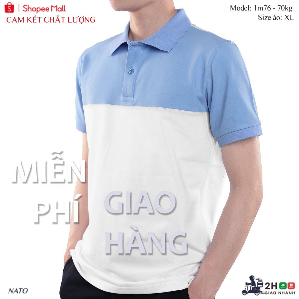 Áo Thun Polo Nam PHỐI Vải Cotton Cá Sấu Cao Cấp Basic Đẹp Tay Ngắn Có Cổ Màu Trắng Đen Xanh Navy Đỏ Trơn Họa Tiết NATO