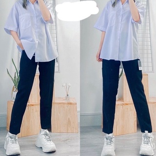 Set đồ đi học áo trắng + quần tím than giá rẻ