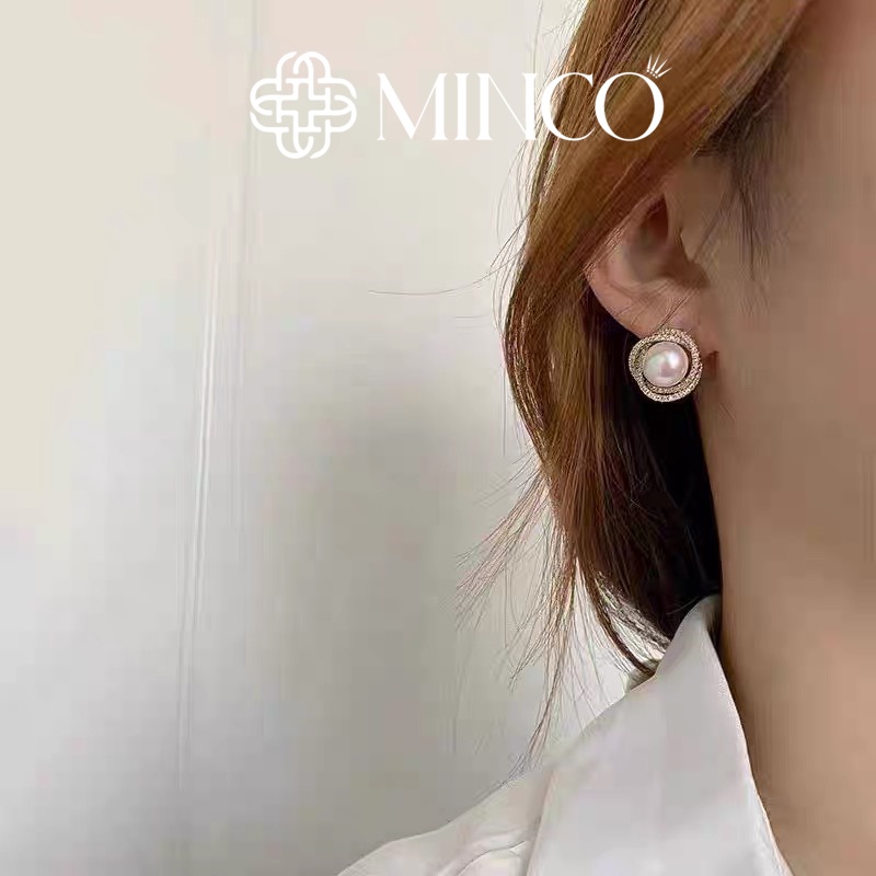Bông tai nữ ngọc trai nhân tạo đính đá Minco Accessories phụ kiện hoa tai thời trang nữ đẹp BT315