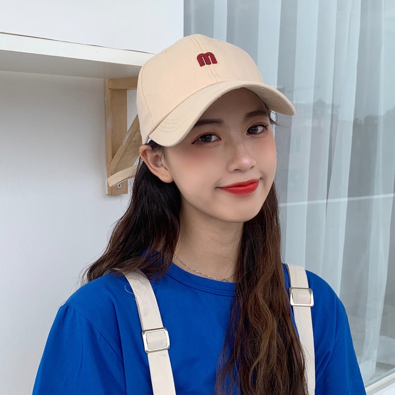 Mũ bóng chày thêu chữ M cổ điển chỉnh được cho nam và nữ