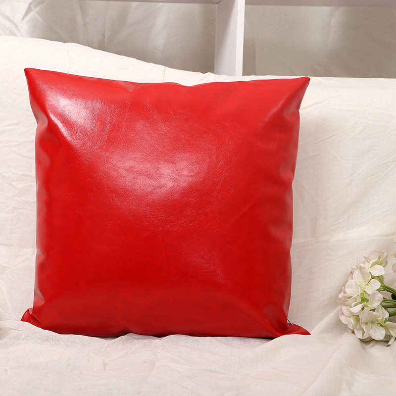 [On Sale]Pillow Case Crazy Horse Oil Leather Case Cortex Sofa Decorative Cushion Cover For Home Decor 45X45Cm-Navy