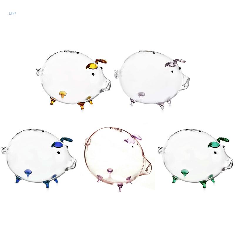 Hộp Đựng Tiền Tiết Kiệm Bằng Thủy Tinh Trong Suốt Hình Chú Heo Dễ Thương