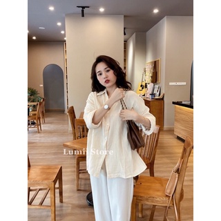 Áo sơ mi nhăn basic chất đũi xốp mềm Freesize Lumii
