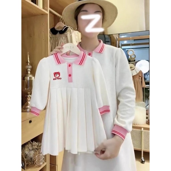 Váy đầm mặt gấu cho bé gái