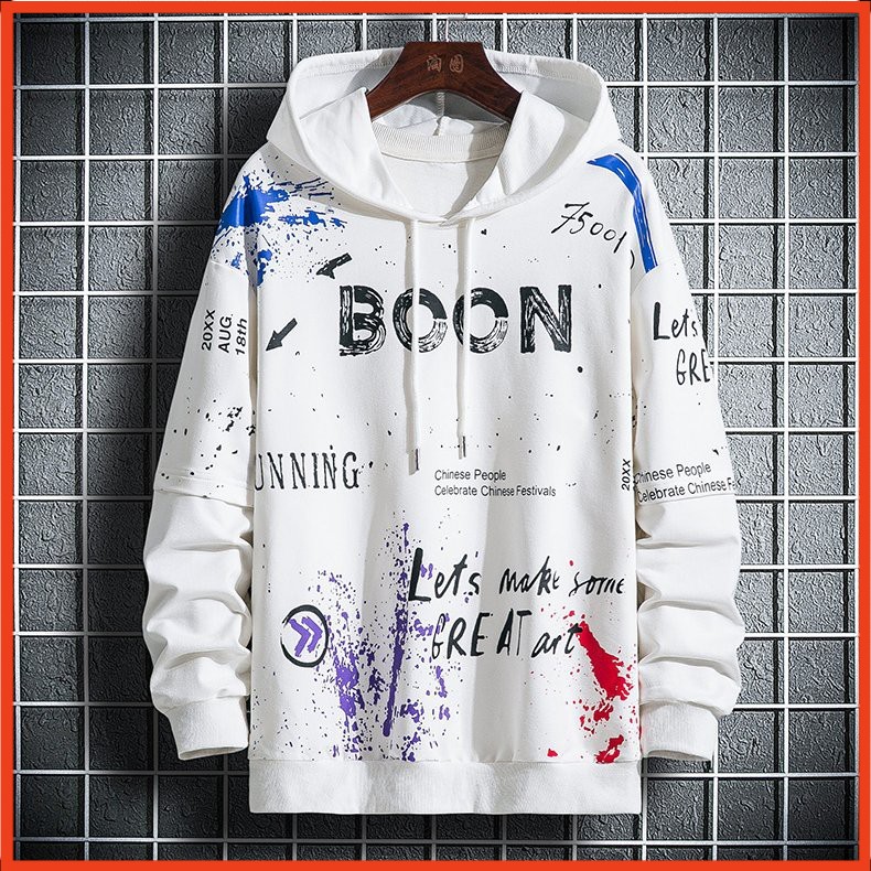 Áo hoodie nam ( Boom ) màu trắng và đen freesize dưới 65kg giá cực rẻ AO HOODIE FREE SIZE DƯỚI 65KG | BigBuy360 - bigbuy360.vn