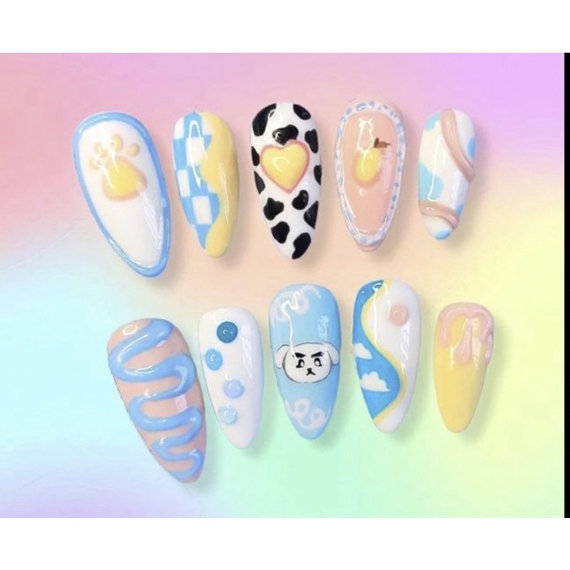 Nailbox ,10 móng úp thiết kế nhiều màu.