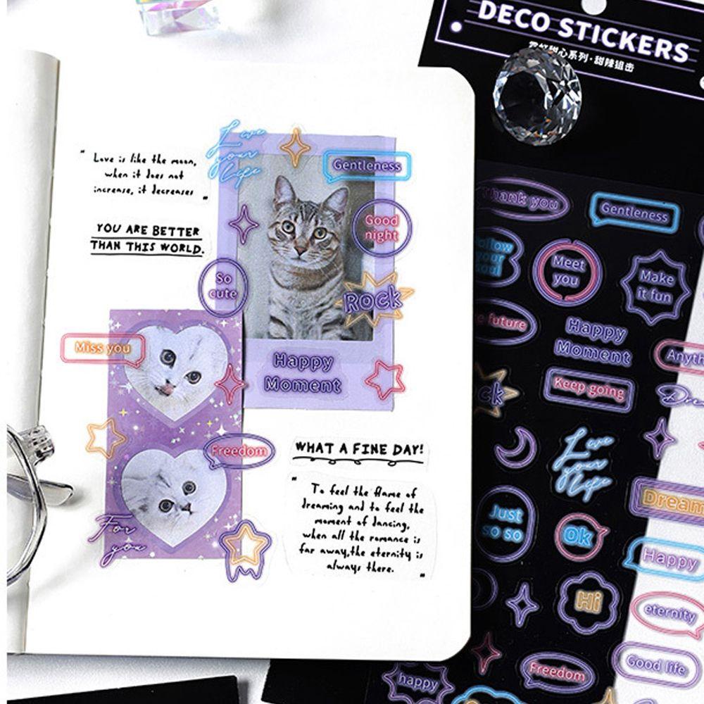 Sticker Chữ Tiếng Anh / Cầu Vồng / Ngôi Sao Màu Cầu Vồng Dùng Trang Trí Sổ Tay / Điện Thoại