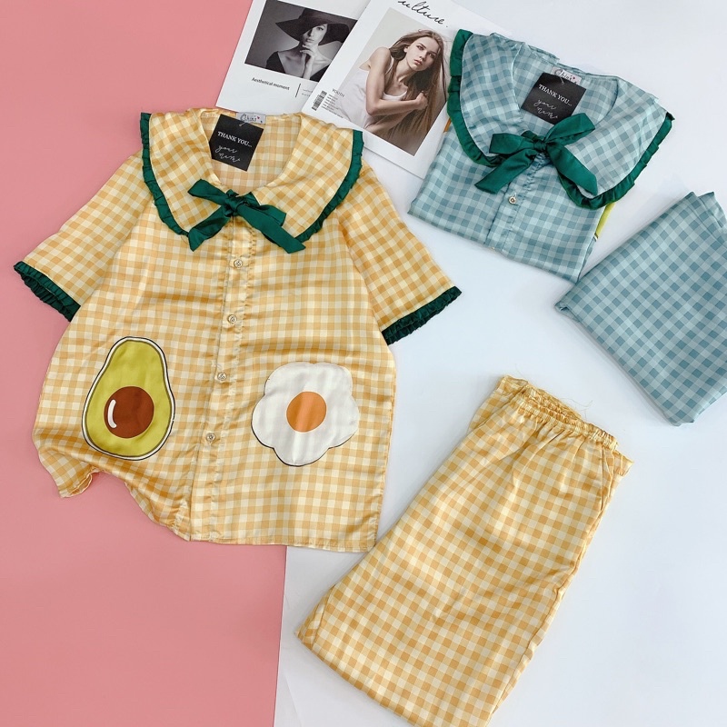 Pijama- Đồ bộ mặc nhà tay ngắn quần dài xinh xắn ạ🥰 | BigBuy360 - bigbuy360.vn