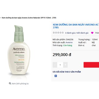 [Auth] Kem dưỡng da Aveeno daily
