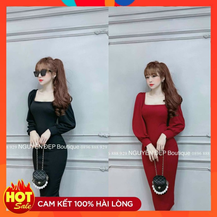 Đầm body cổ vuông