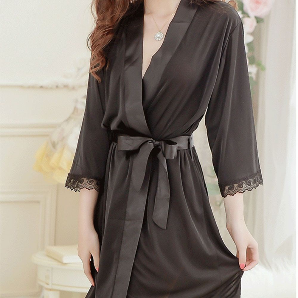 Đầm ngủ Aroma cổ chữ V phối ren thời trang cá tính gợi cảm dành cho nữ