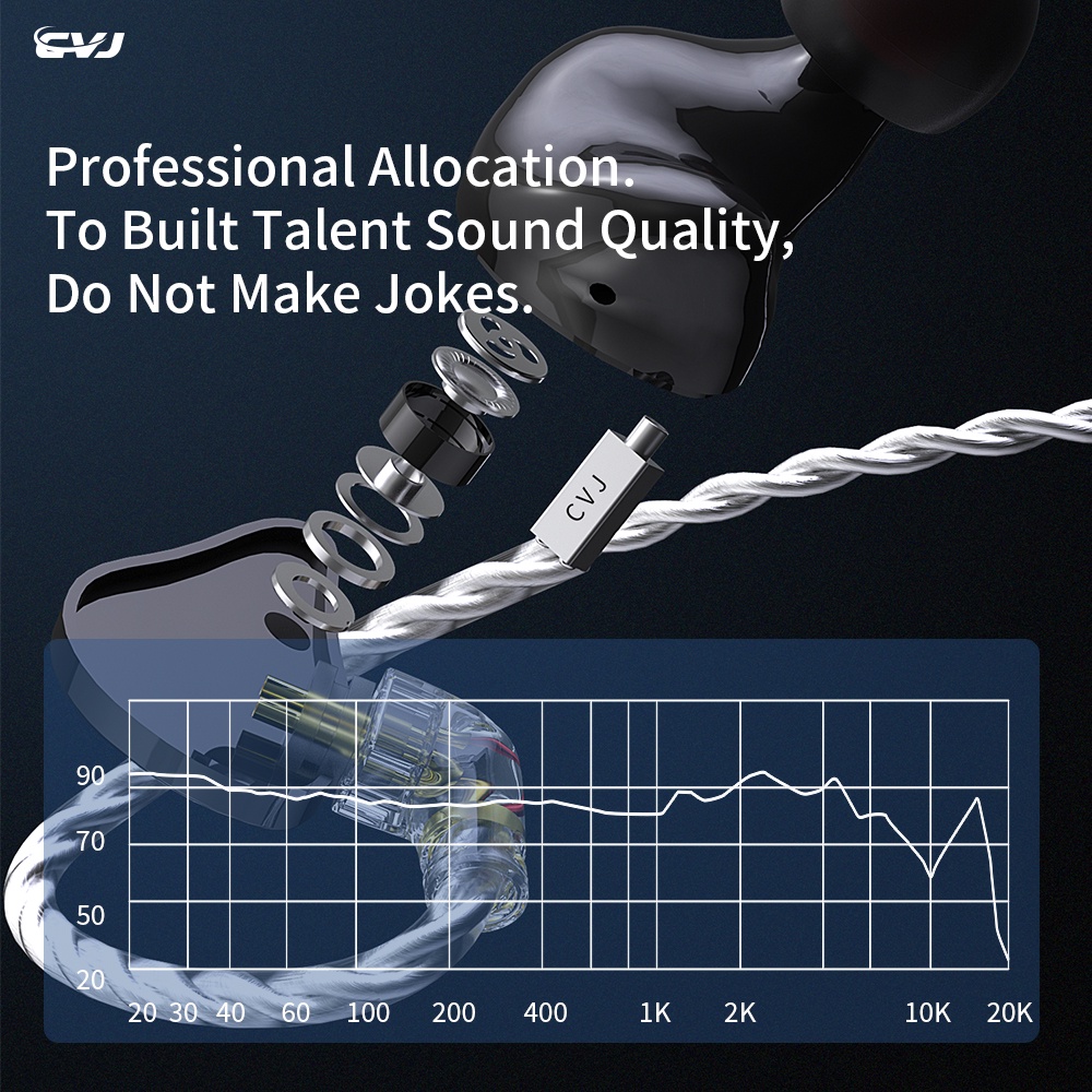 CVJ Angel Wings Hybrid Driver Units Earphones HIFI In Ear Sports Headset Noise Cancelling Earbuds For CSK CCA NRA CSN CA2 CSK C12 C10