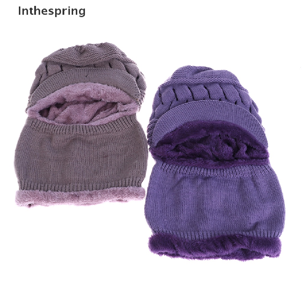 Mũ beanie dày dặn kèm khăn choàng cổ thời trang mùa đông