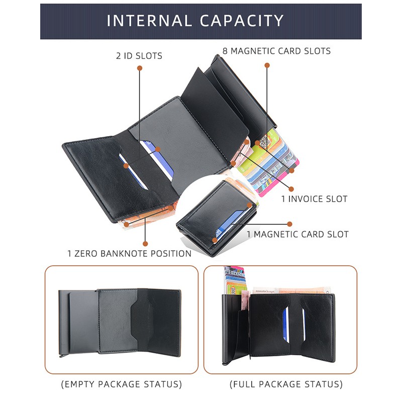 Baellerry Ví Đựng Thẻ Chống Trộm Bằng Hợp Kim Nhôm Và Sợi carbon Cao Cấp Giá Đỡ