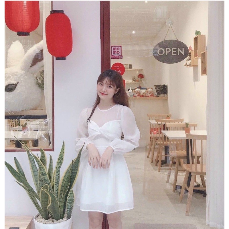 ĐẦM TAY VOAN NHẸ XOĂN NGỰC