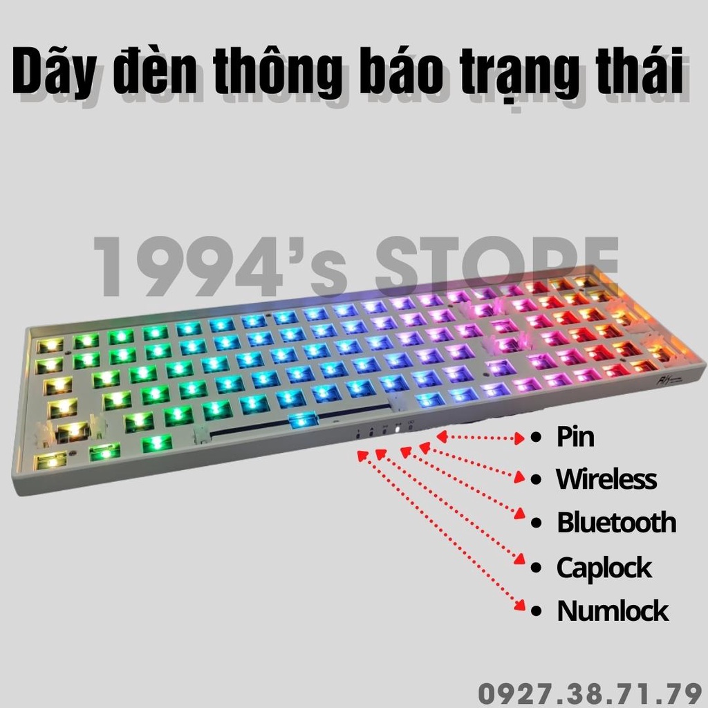 RK100 Version 4 HOTSWAP - Bàn phím cơ không dây RK100 RK860 RGB Bluetooth 5.1 + Wireless 2.4G + Type C + Phần mềm Custom