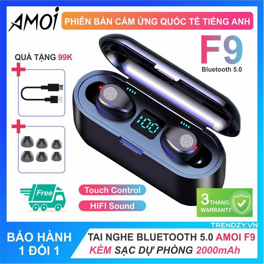 Tai nghe Bluetooth 5.0 AMOI F9 nút cảm ứng không dây chống nước Pin 280h TAI 2020