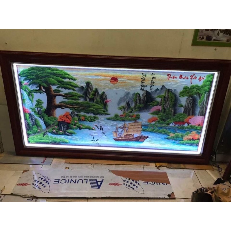 Tranh thêu tranh đá phong cảnh khổ lớn thuận buồm xuôi gió 195x90cm❤️ tặng 10kim thêu❤️