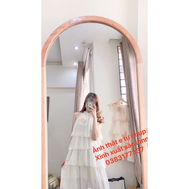 🍂 VÁY YẾM BÈO TẦNG CỔ ĐÍNH HOA TRÀ 🌼( Váy2 lớp, có video, ảnh thật) | BigBuy360 - bigbuy360.vn