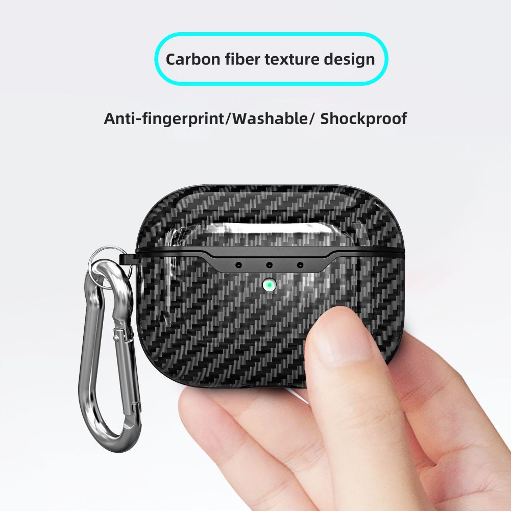 Vỏ Bảo Vệ Hộp Sạc Tai Nghe Bluetooth Airpods Pro Bằng Sợi Carbon Chống Sốc