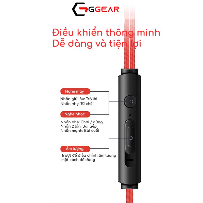 Tai nghe nhét tai có dây gaming Ggear EG3 chống ồn có mic âm thanh siêu bass cho game thủ